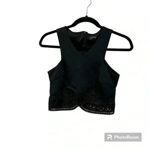 Topshop black sleeveless crop top 2